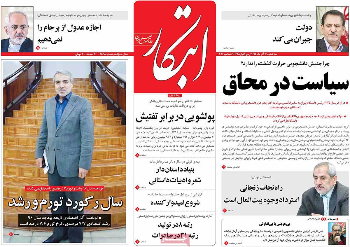 A Look at Iranian Newspaper Front Pages on December 6