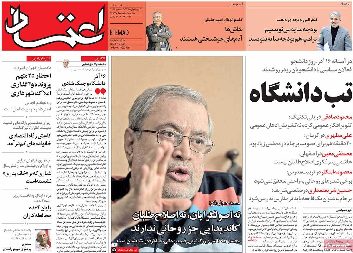 A Look at Iranian Newspaper Front Pages on December 6 8 A Look at Iranian Newspaper Front Pages on December 6