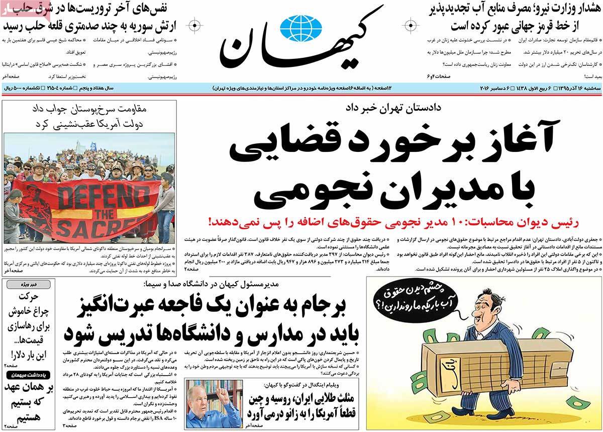 A Look at Iranian Newspaper Front Pages on December 6