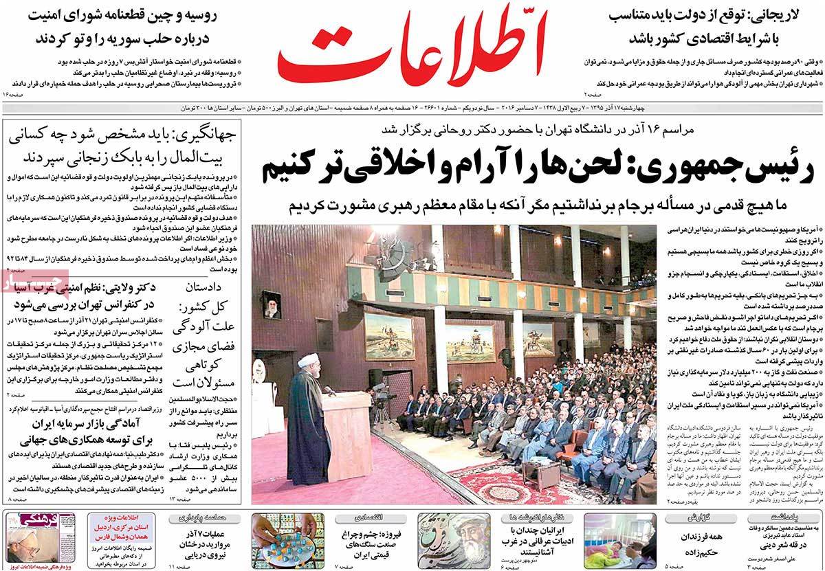 A Look at Iranian Newspaper Front Pages on December 7