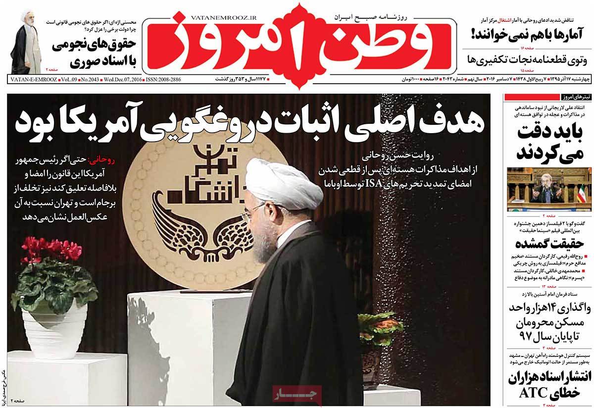 A Look at Iranian Newspaper Front Pages on December 7