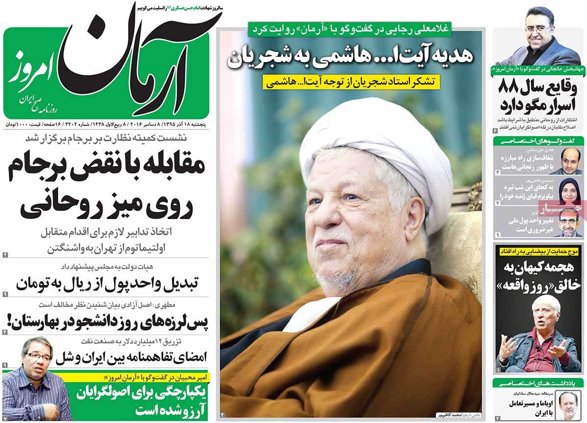 A Look at Iranian Newspaper Front Pages on December 8