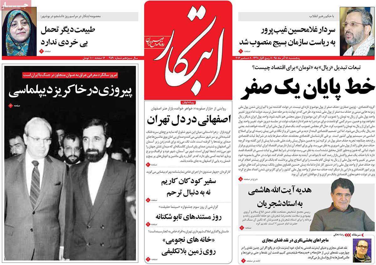 A Look at Iranian Newspaper Front Pages on December 8