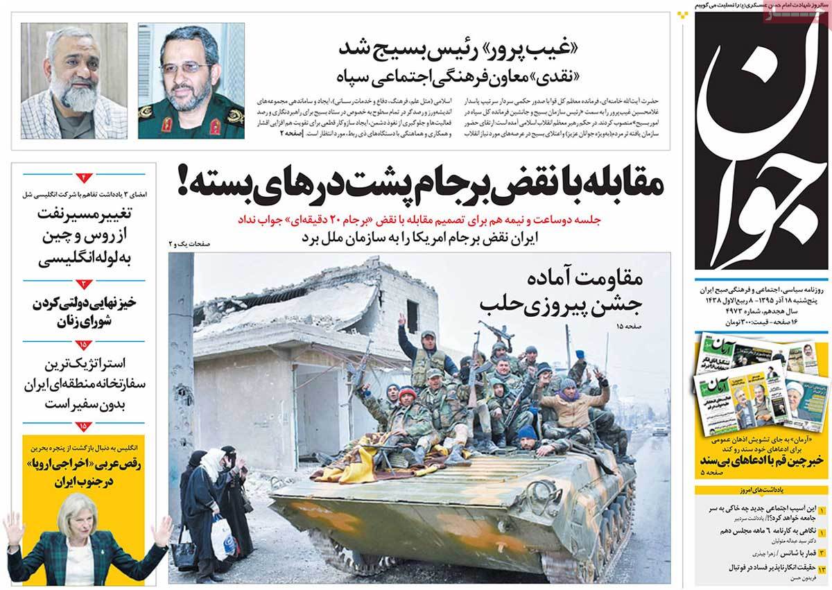 A Look at Iranian Newspaper Front Pages on December 8