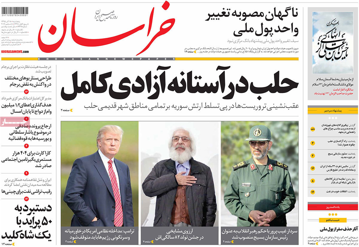 A Look at Iranian Newspaper Front Pages on December 8