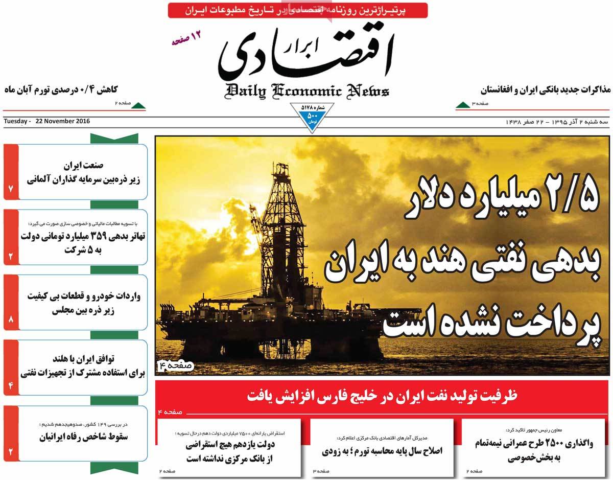 A Look at Iranian Newspaper Front Pages on November 22