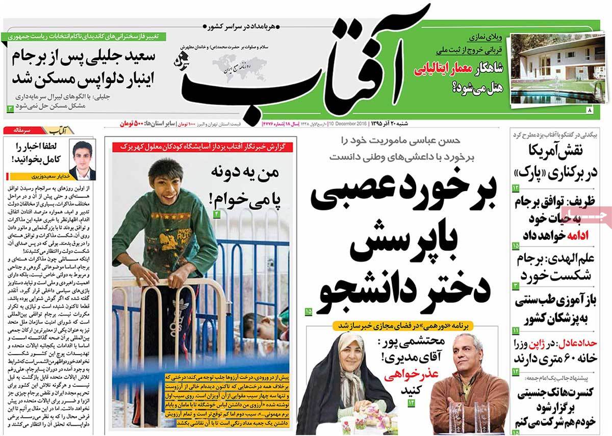 A Look at Iranian Newspaper Front Pages on December 10