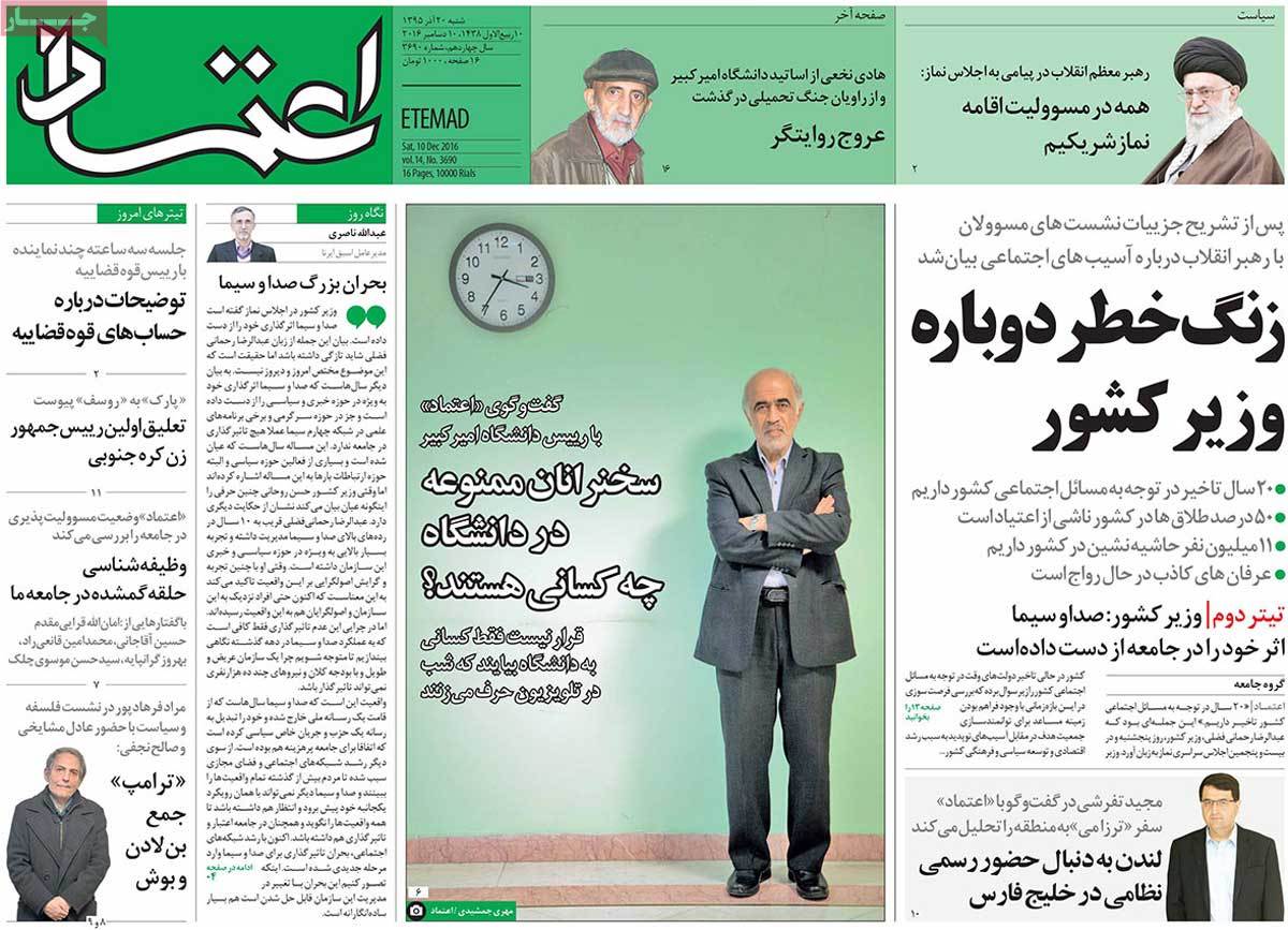 A Look at Iranian Newspaper Front Pages on December 10