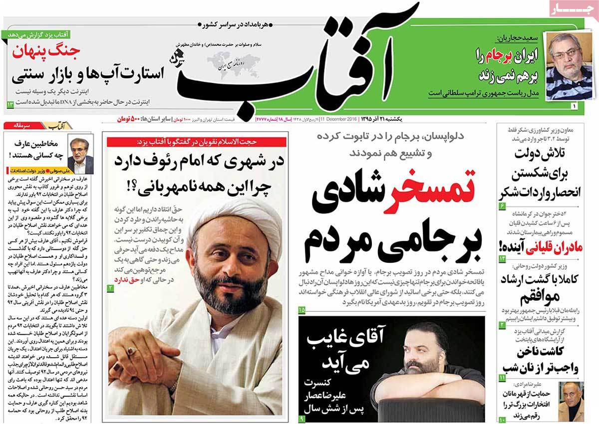 A Look at Iranian Newspaper Front Pages on December 11