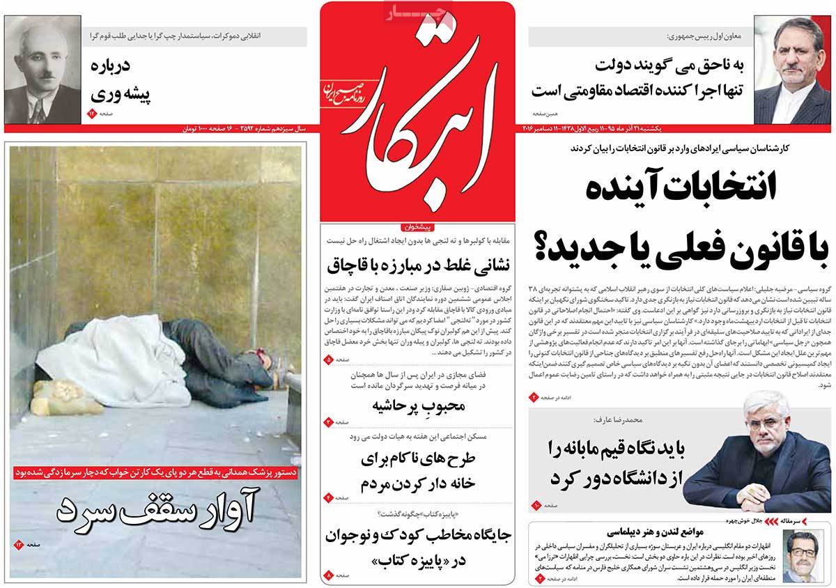 A Look at Iranian Newspaper Front Pages on December 11