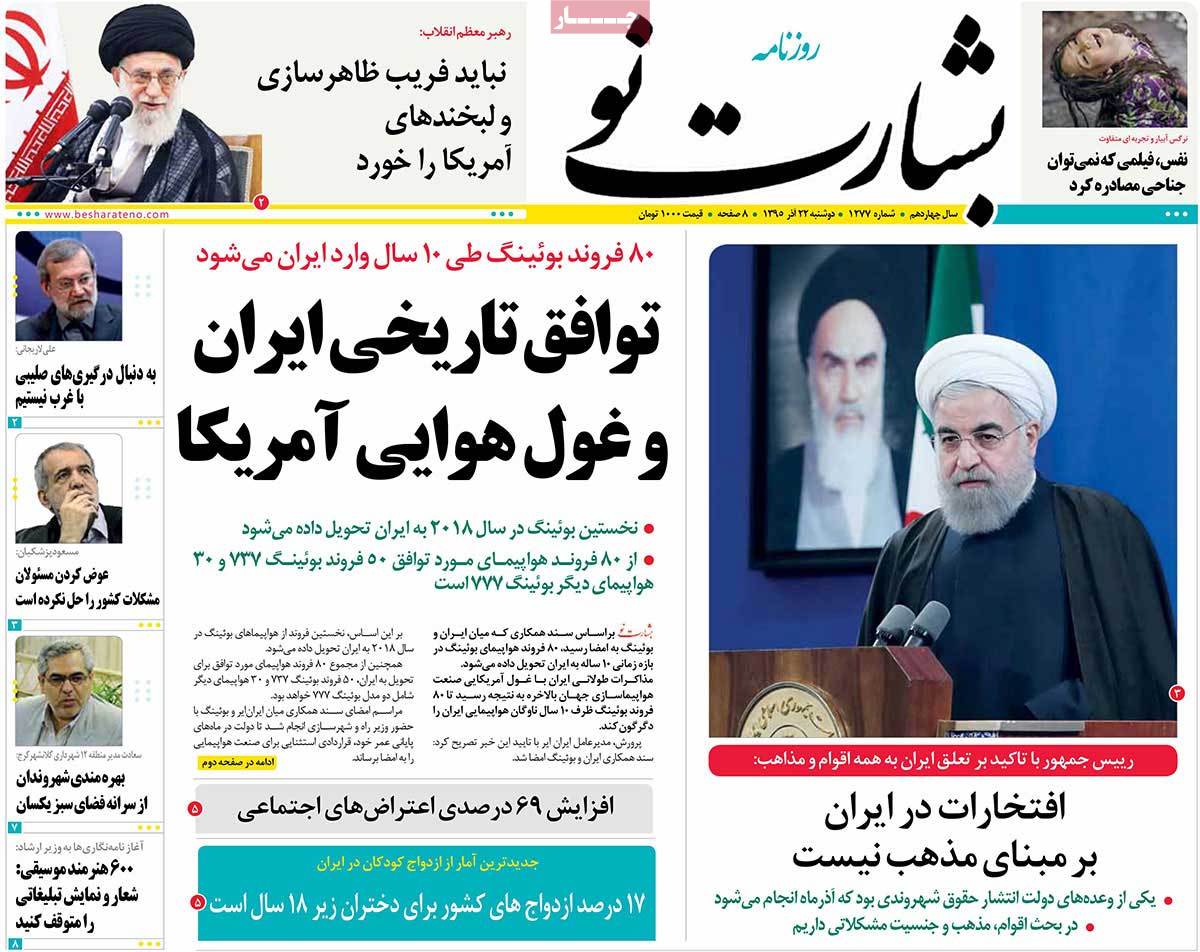 A Look at Iranian Newspaper Front Pages on December 12