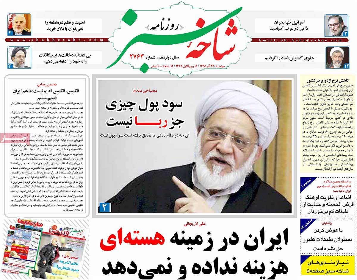 A Look at Iranian Newspaper Front Pages on December 12