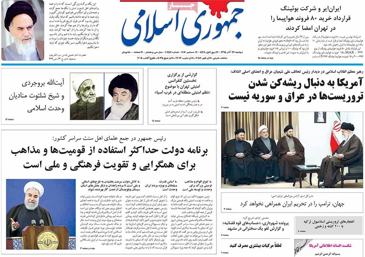 A Look at Iranian Newspaper Front Pages on December 12