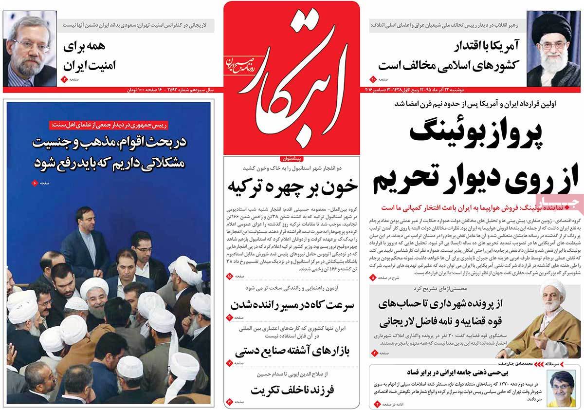 A Look at Iranian Newspaper Front Pages on December 12