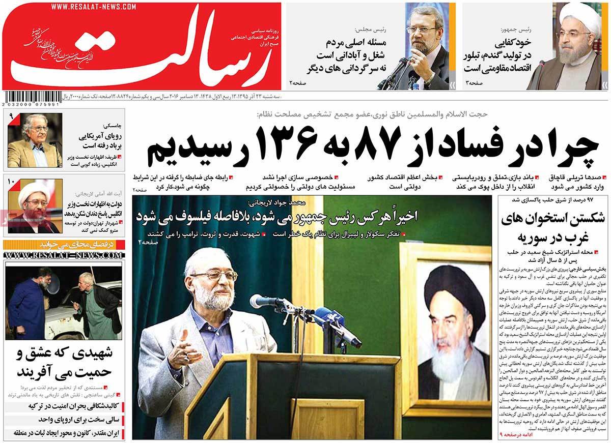 A Look at Iranian Newspaper Front Pages on December 13