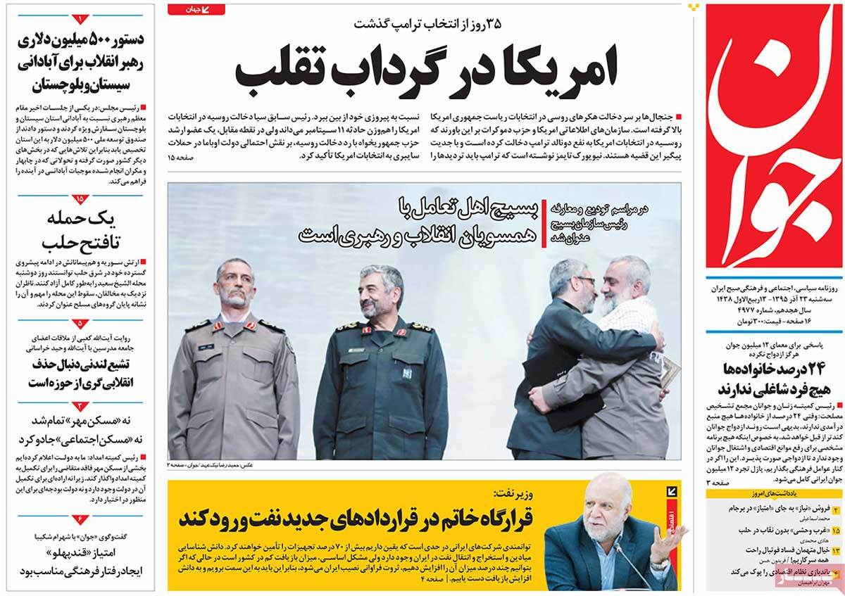 A Look at Iranian Newspaper Front Pages on December 13