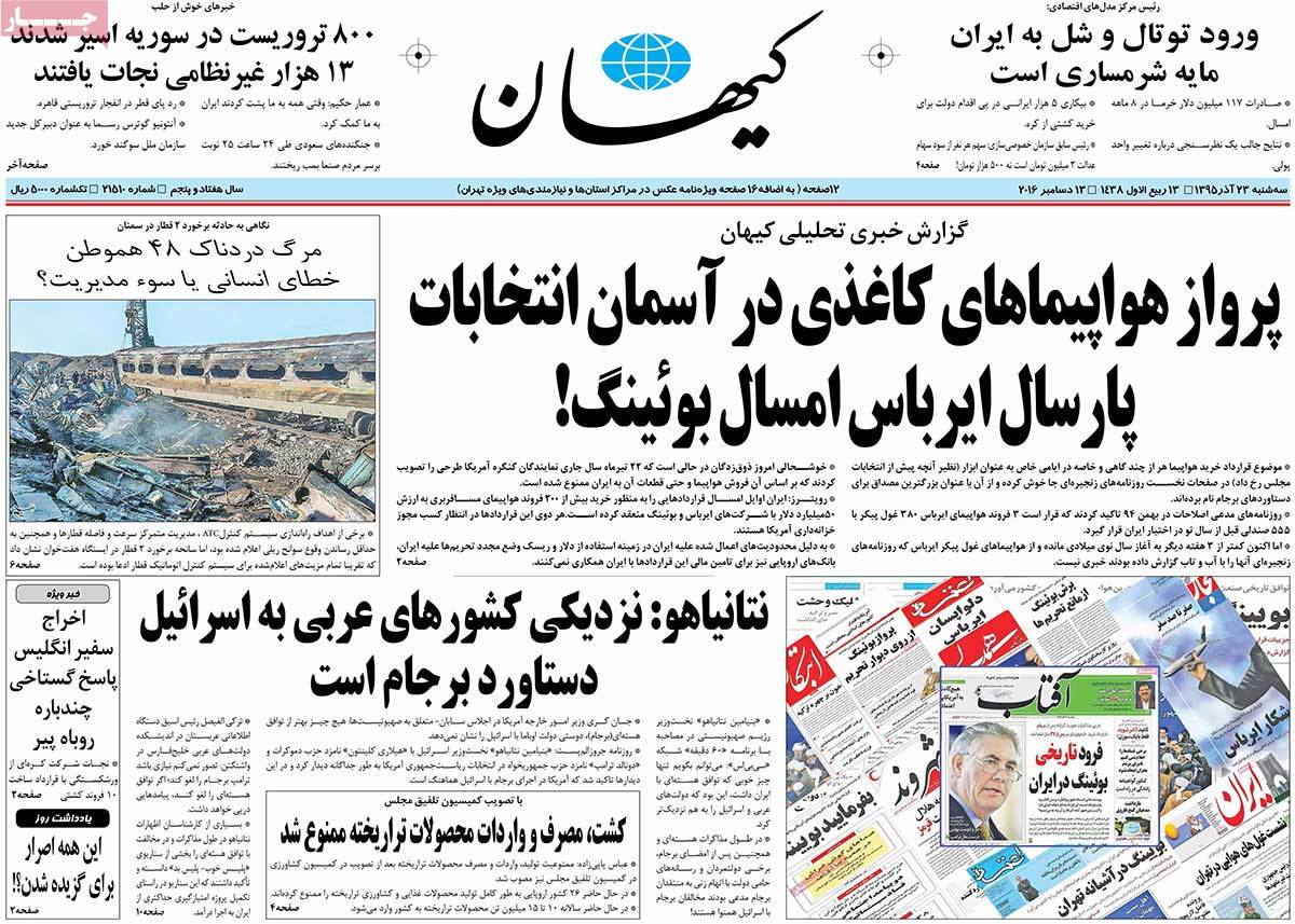 A Look at Iranian Newspaper Front Pages on December 13