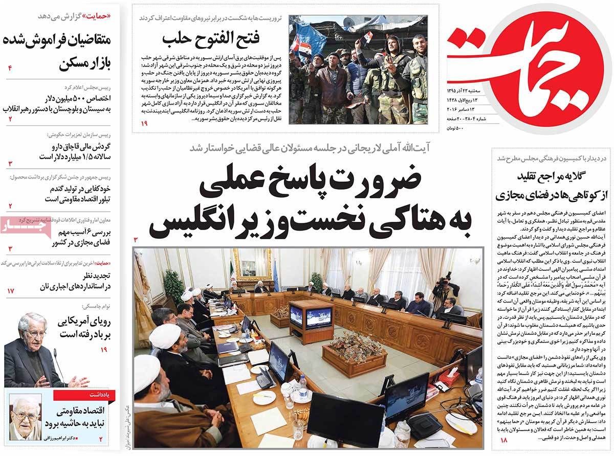 A Look at Iranian Newspaper Front Pages on December 13