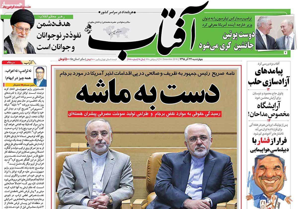 A Look at Iranian Newspaper Front Pages on December 14