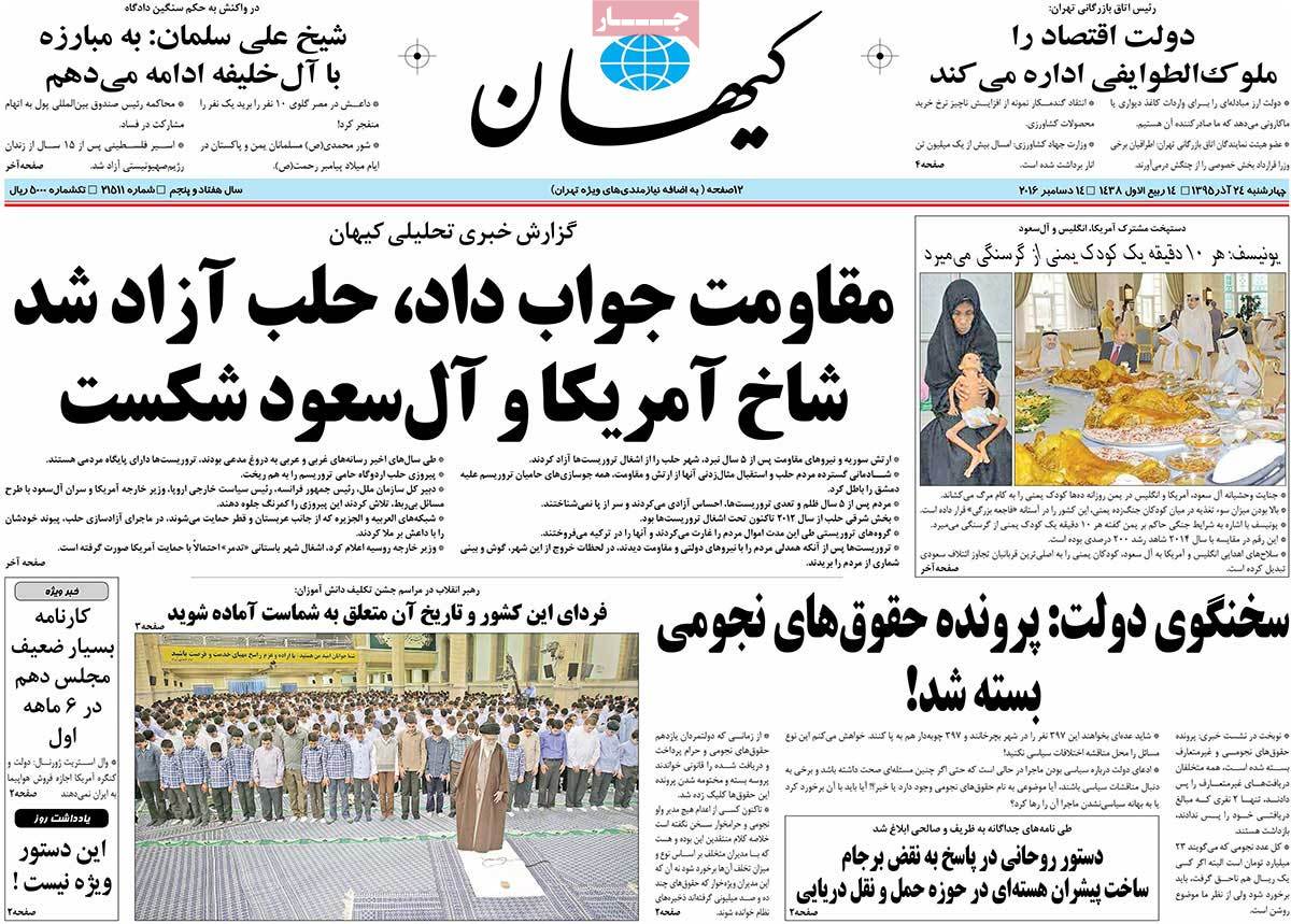 A Look at Iranian Newspaper Front Pages on December 14