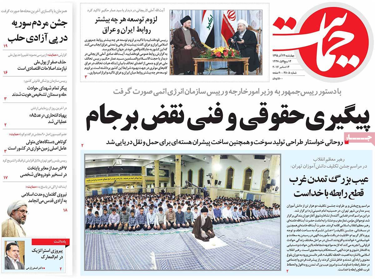 A Look at Iranian Newspaper Front Pages on December 14