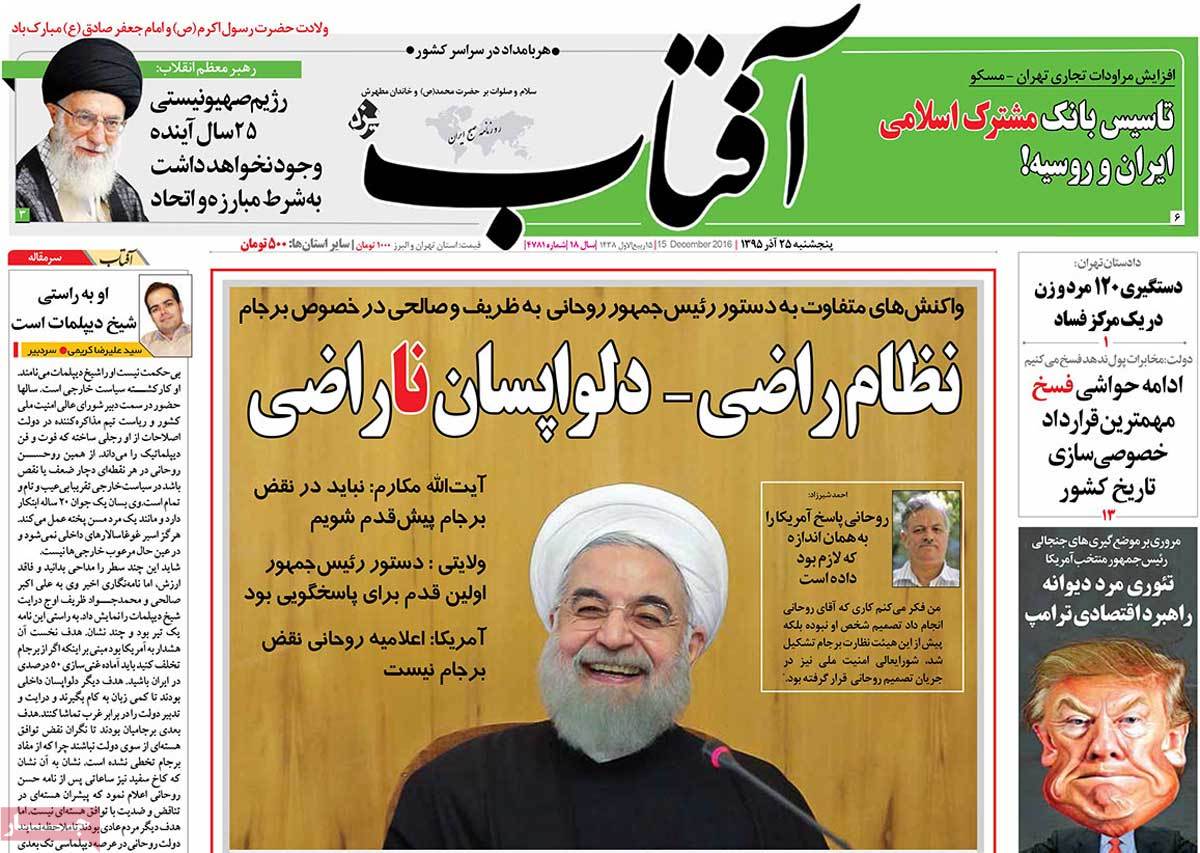 A Look at Iranian Newspaper Front Pages on December 15