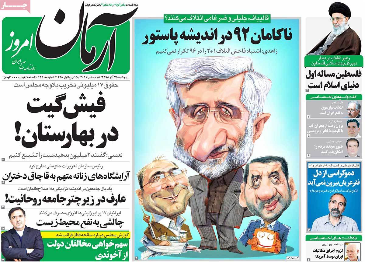 A Look at Iranian Newspaper Front Pages on December 15