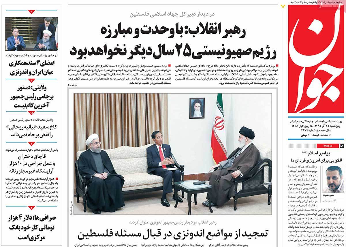 A Look at Iranian Newspaper Front Pages on December 15