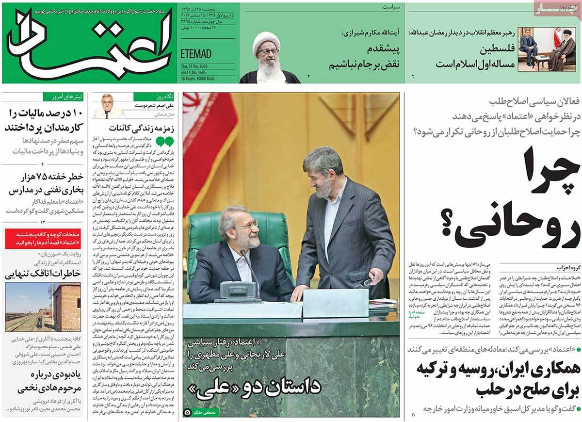 A Look at Iranian Newspaper Front Pages on December 15