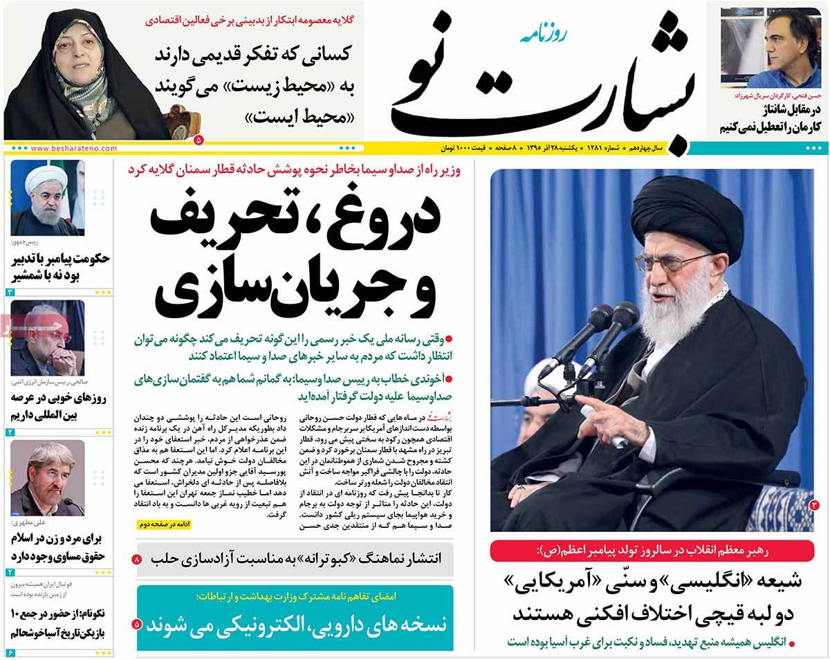 A Look at Iranian Newspaper Front Pages on December 18