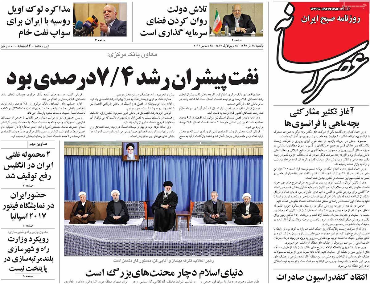 A Look at Iranian Newspaper Front Pages on December 18