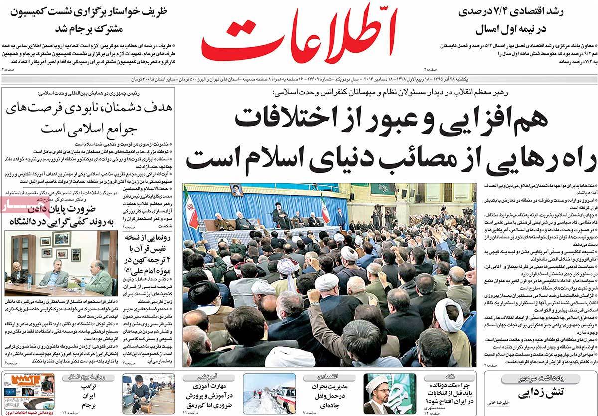 A Look at Iranian Newspaper Front Pages on December 18