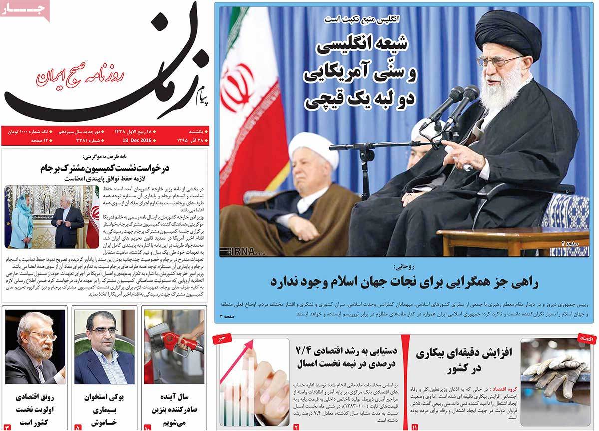 A Look at Iranian Newspaper Front Pages on December 18