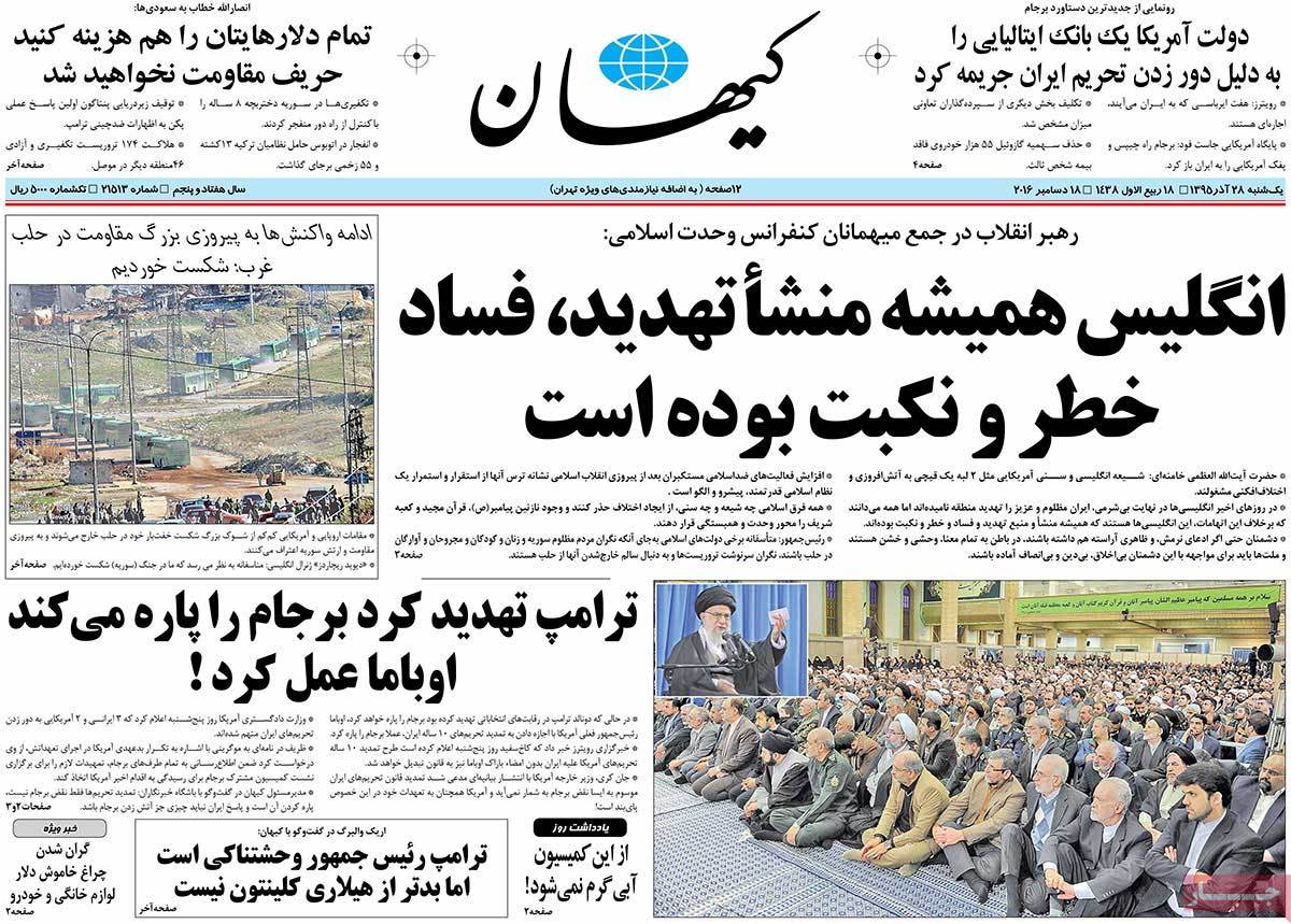 A Look at Iranian Newspaper Front Pages on December 18