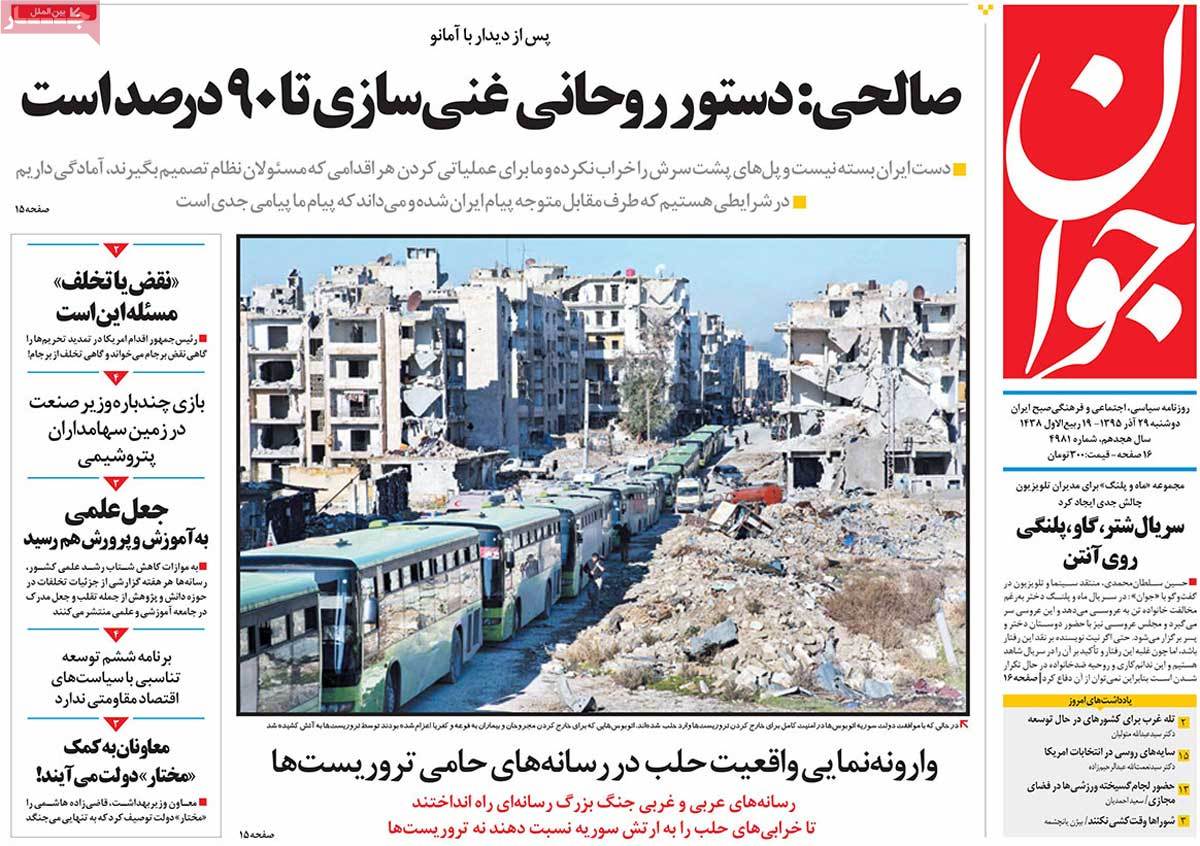 A Look at Iranian Newspaper Front Pages on December 19