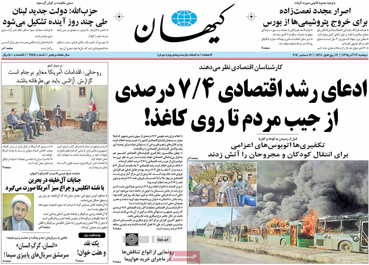 A Look at Iranian Newspaper Front Pages on December 19