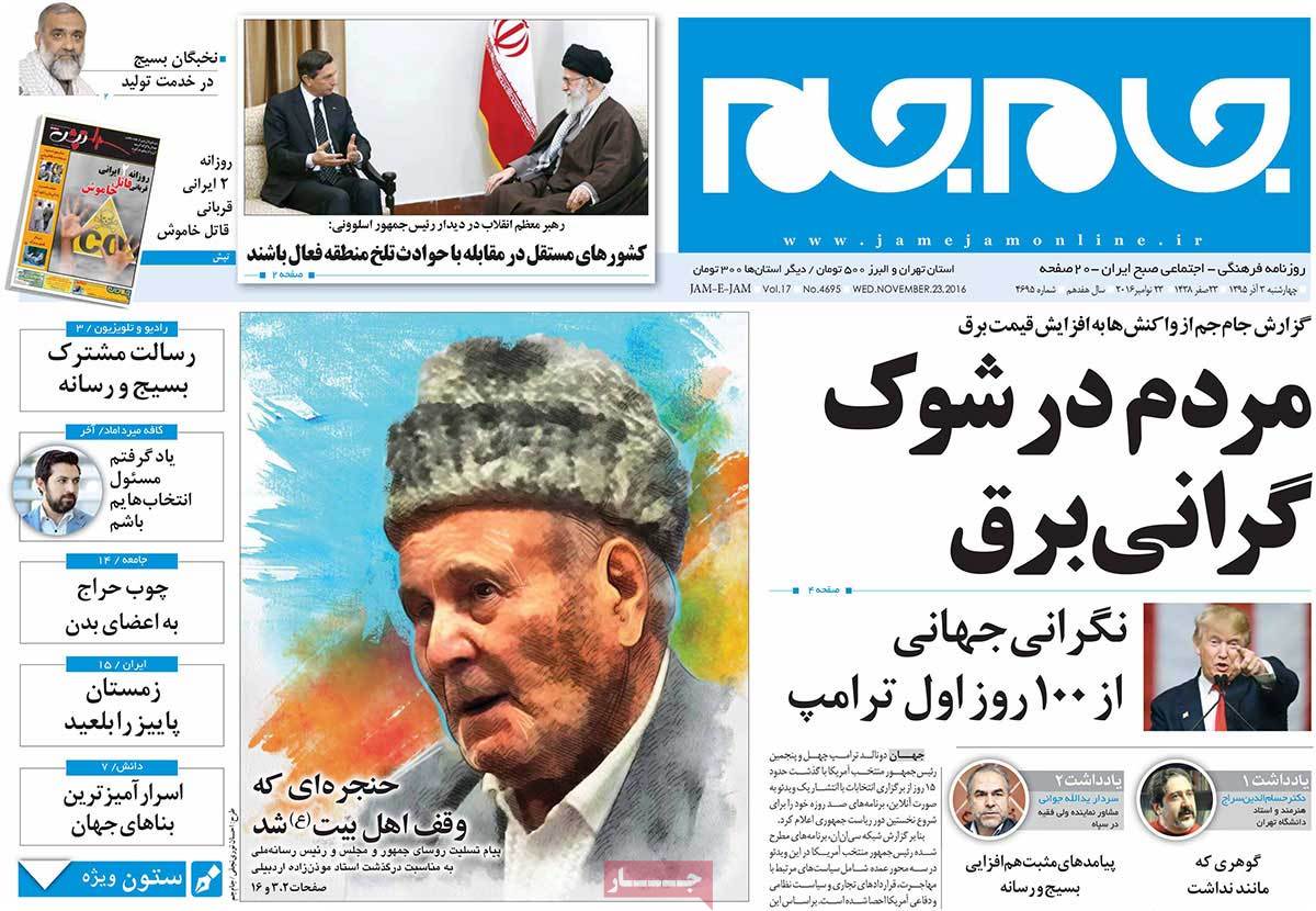 A Look at Iranian Newspaper Front Pages on November 23