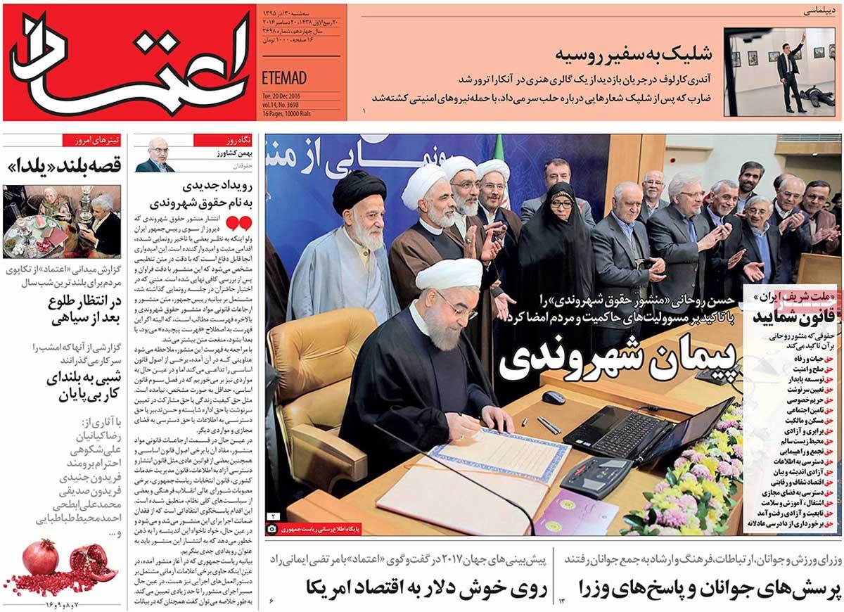 A Look at Iranian Newspaper Front Pages on December 20