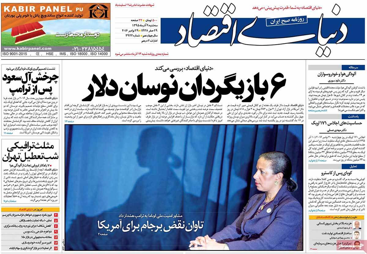 A Look at Iranian Newspaper Front Pages on November 29