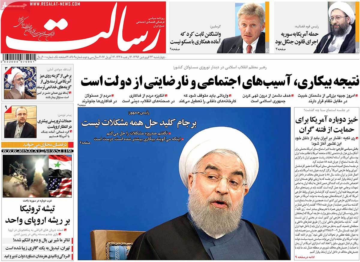 A Look at Iranian Newspaper Front Pages on April 12