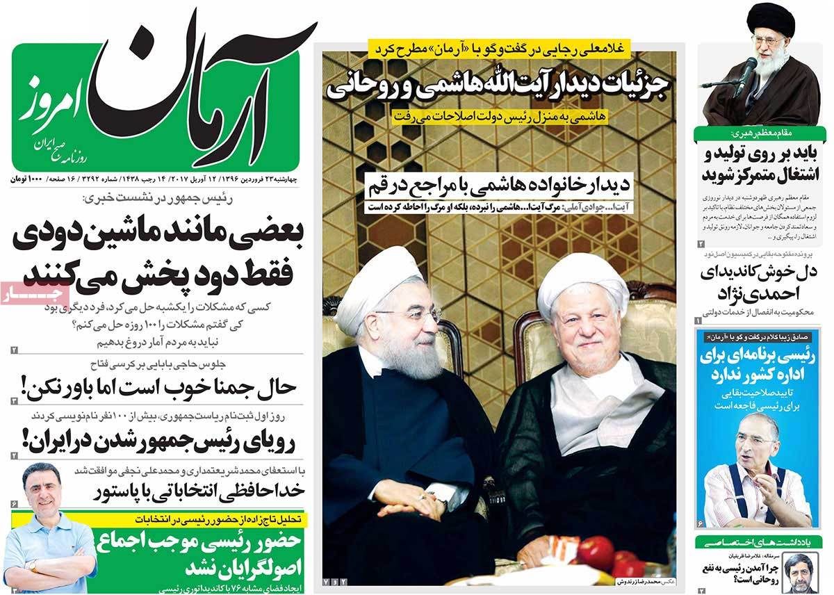 A Look at Iranian Newspaper Front Pages on April 12