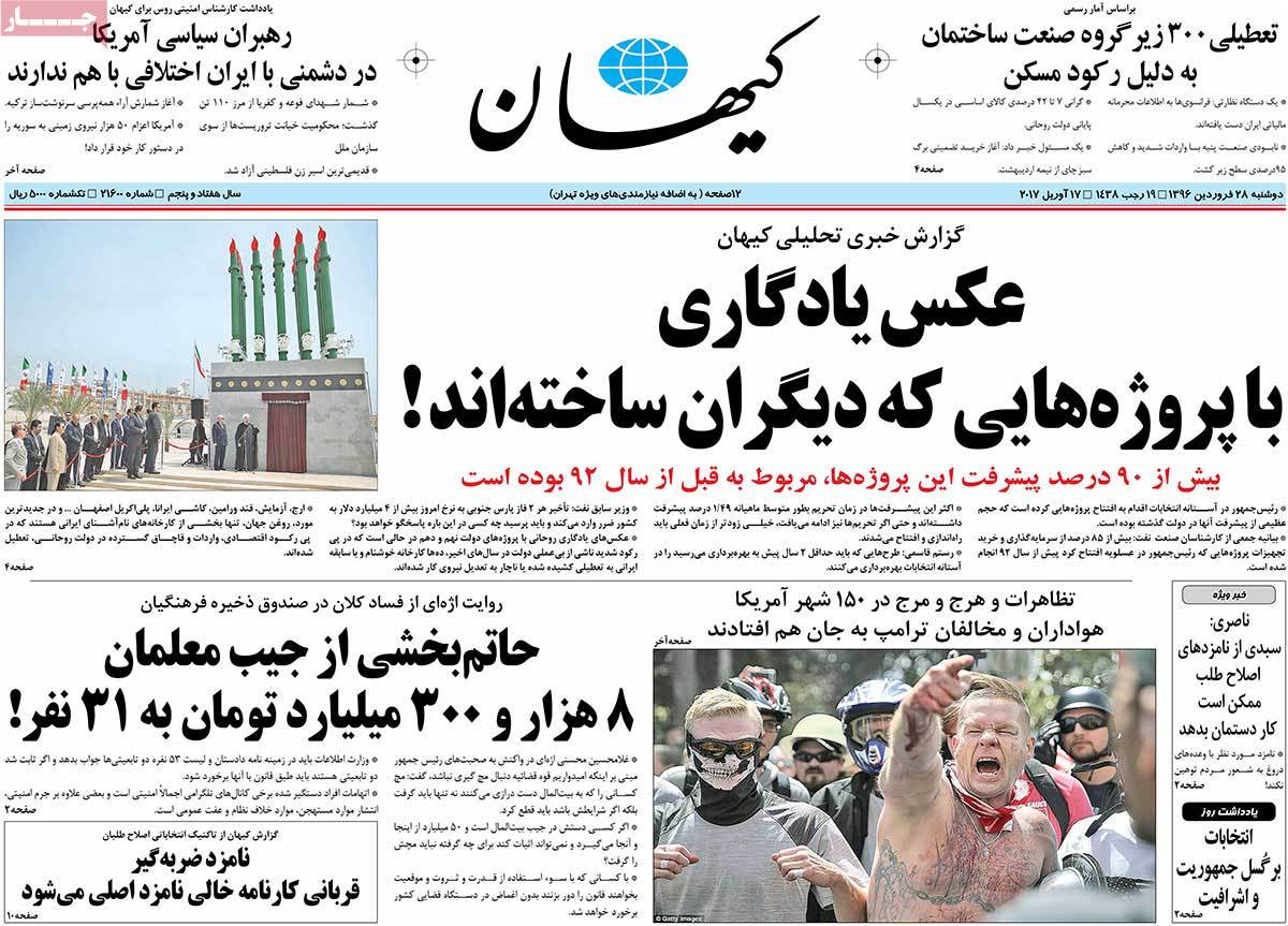 A Look at Iranian Newspaper Front Pages on April 17