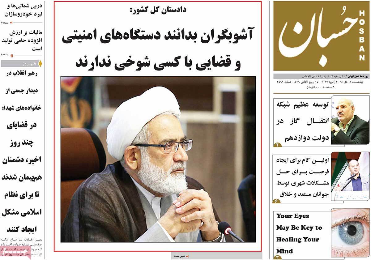 A Look at Iranian Newspaper Front Pages on January 3