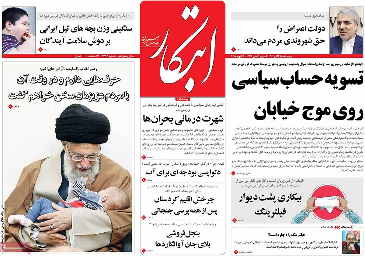 A Look at Iranian Newspaper Front Pages on January 3