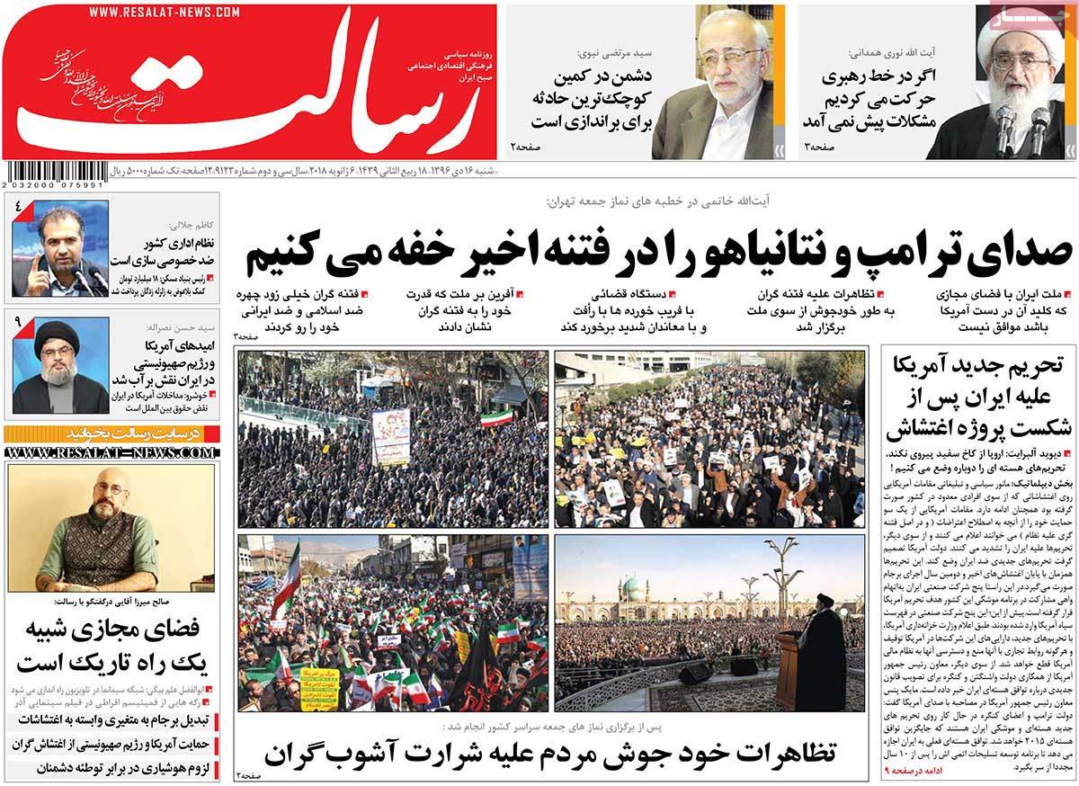 A Look at Iranian Newspaper Front Pages on January 6