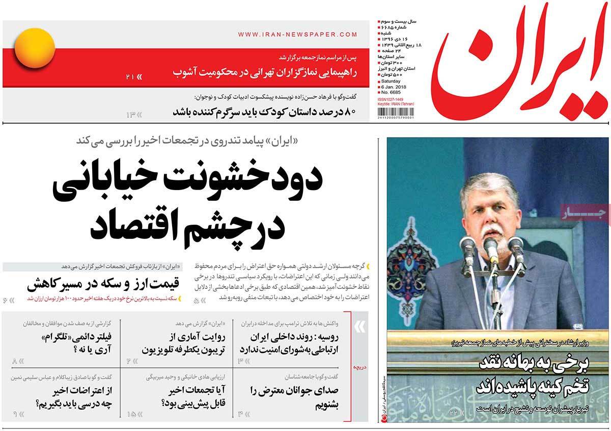 A Look at Iranian Newspaper Front Pages on January 6