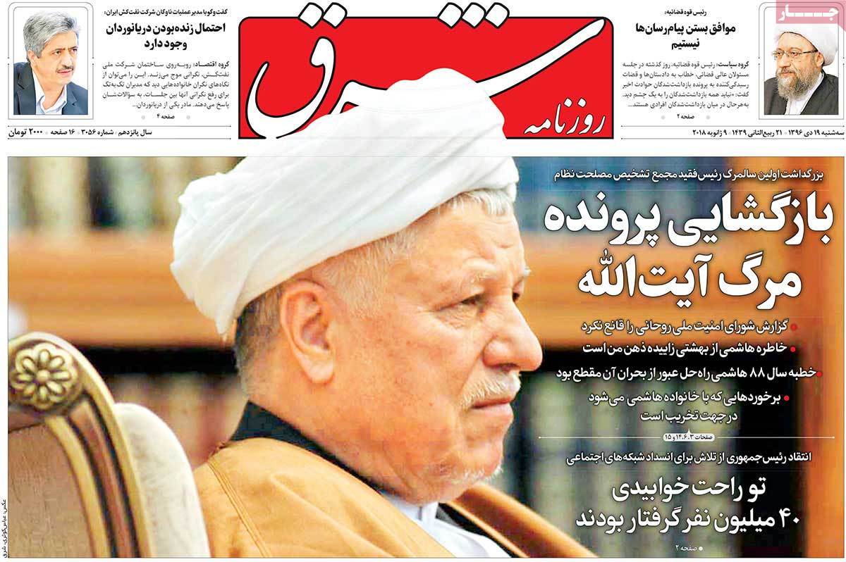 A Look at Iranian Newspaper Front Pages on January 9