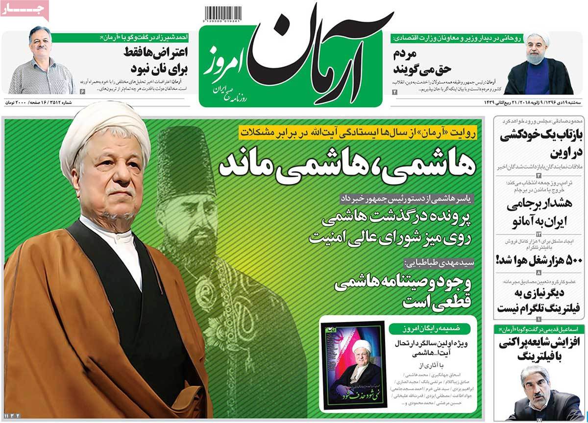 A Look at Iranian Newspaper Front Pages on January 9