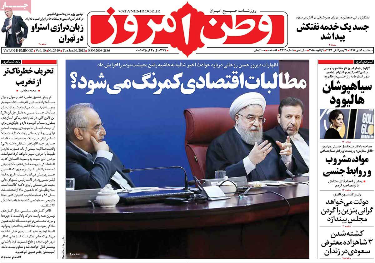 A Look at Iranian Newspaper Front Pages on January 9