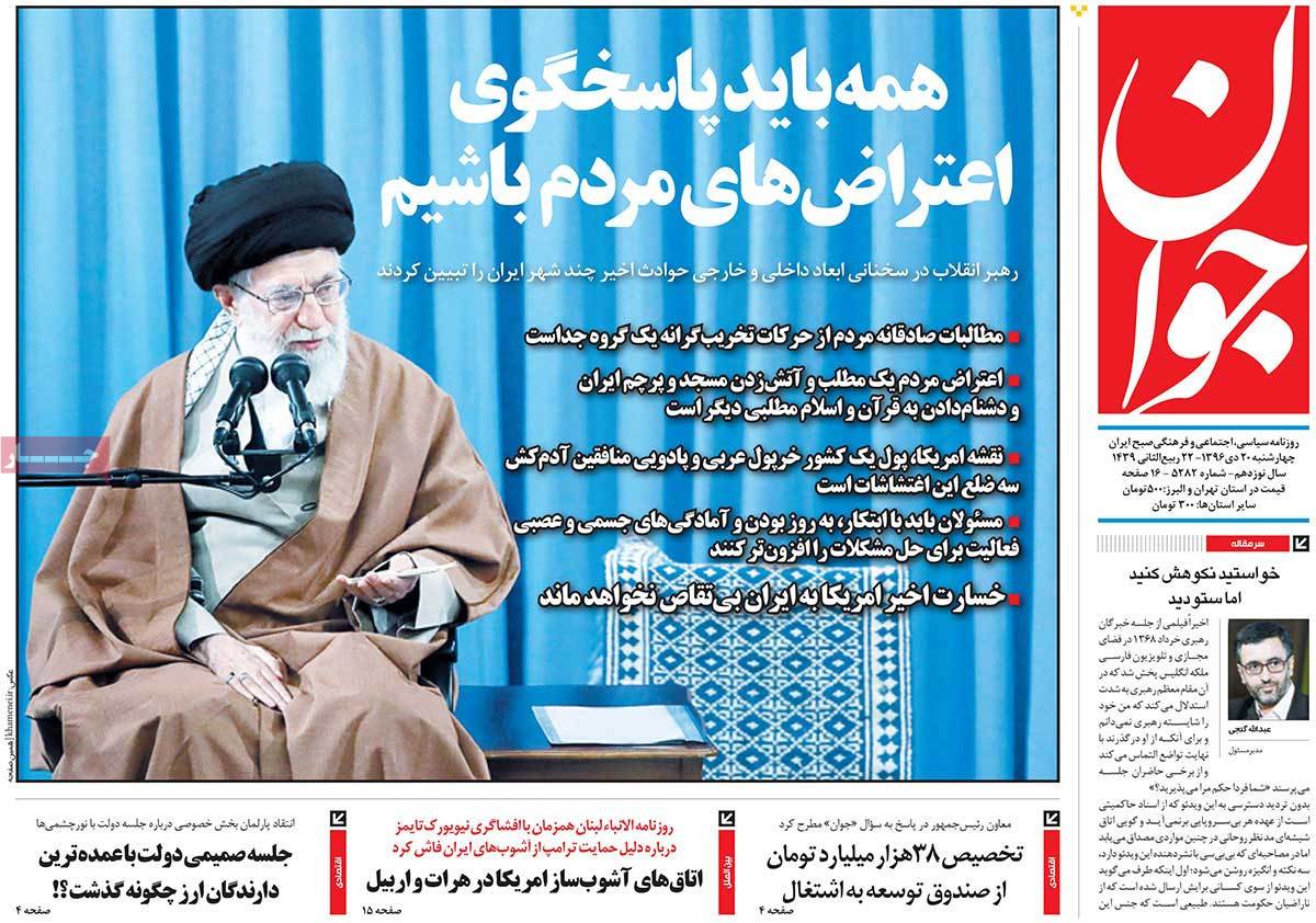 A Look at Iranian Newspaper Front Pages on January 10